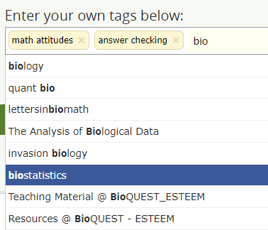 add your own tags using the free entry bar. Begin typing a term and then select from the list that appears