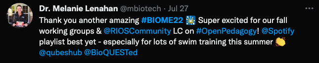 Tweet image: Thank you for another amazing #BIOME22 Super excited for fall working groups