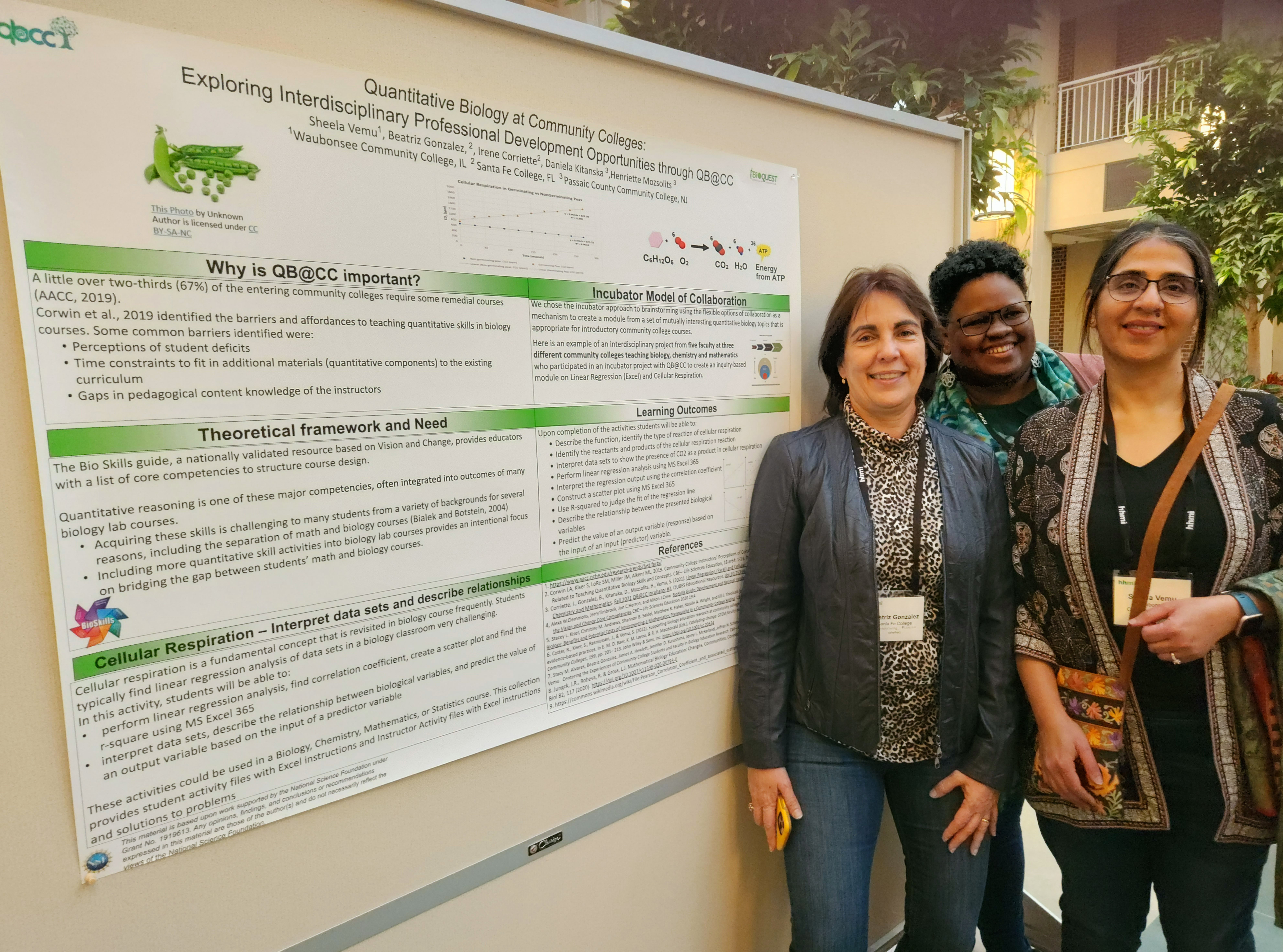 Three participants posing in front of their poster. 