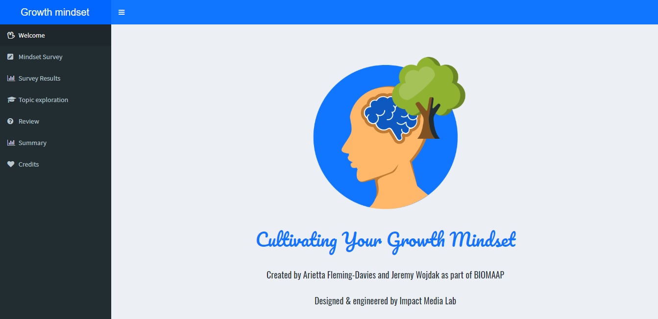 Growth Mindset Shiny App Interface