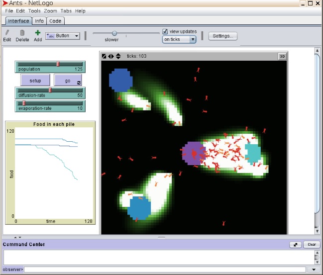 Screenshot of NetLogo Ant Behavior Simulation