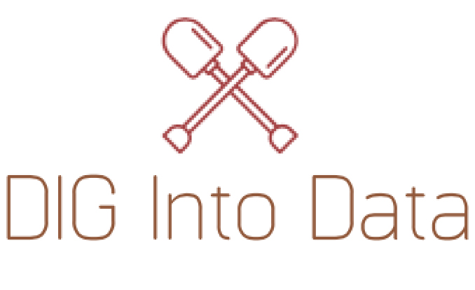 dig logo: two crossed spades above "Dig into Data"