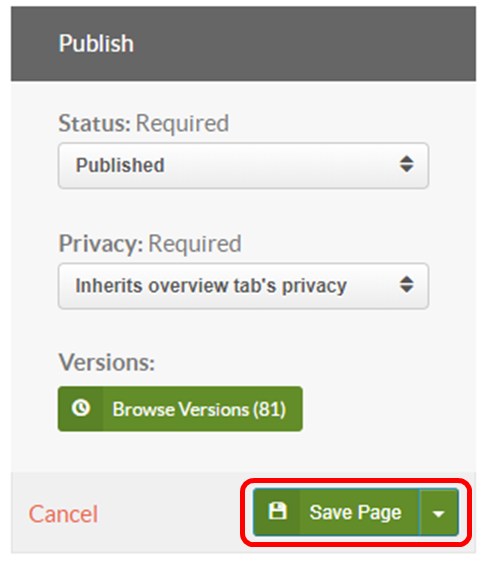 save page button