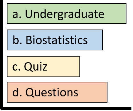 Multiple choice quiz questions for biostatistics