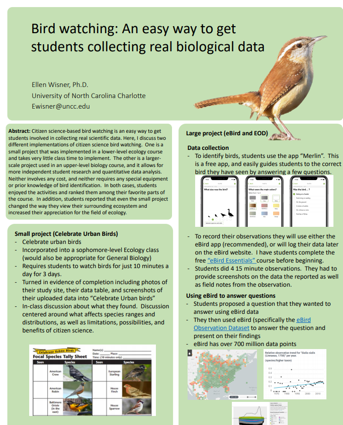 Bird watching: An easy way to get students collecting real biological data