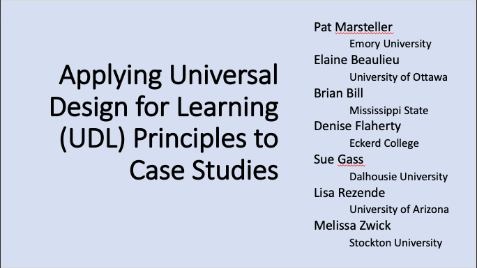 Applying Universal Design for Learning (UDL) Principles to Case Studies
